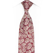 Burgundy Paisley Silk Necktie with Crystal AB Rhinestones & Silver Sparkles