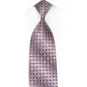 Pink Trellis On Silver Rhinestone Silk Necktie With Silver Sparkles
