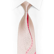 Pink Waves On Pink Rhinestone Silk Necktie With Silver Sparkles