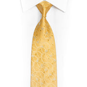 Gravata de Seda Amarela com Strass e Arabescos