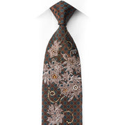 Park Land Silver Floral Rhinestone Silk Necktie — Brown