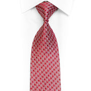 Silver Mini Scrolls On Red Rhinestone Silk Necktie With Blue Sparkles