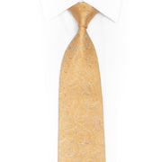 Gravata de Seda Amarela com Strass, Estampa Paisley e Brilhos Dourados