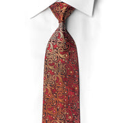 Luxury Red Paisley Silk Tie with Crystal Accents | Handmade Designer Necktie