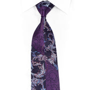 Blue Acanthus On Blue Rhinestone Silk Necktie - 1