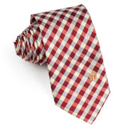Daks Mens Woven Silk Necktie Red Cream Plaids With