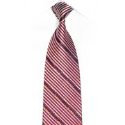 Burgundy Striped Rhinestone Necktie With Silver Sparkles - 1