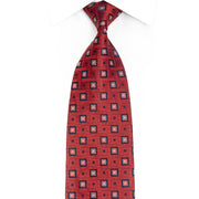 Geometric Silk Necktie - Burgundy - 1