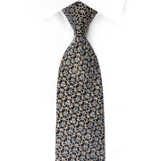 Premierlux Rhinestone Silk Necktie Golden Trellis On Navy