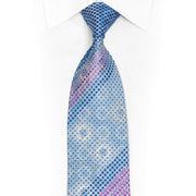 Rhinestone Embellished Silk Necktie – Blue Gradient - 1