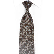Silver Marrakesh Design On Brown Rhinestone Silk Tie