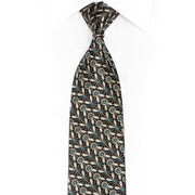 Trellis On Navy Rhinestone Silk Tie With Silver Sparkles - 1