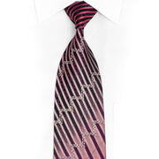 Violet Striped On Dark Purple Rhinestone Silk Tie