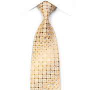 Crystal Rhinestone Necktie Golden Trellis On Cream With Gold Sparkles