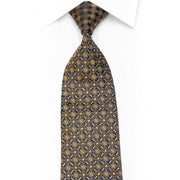 Rhinestone Silk Tie Gold Trellis On Navy With Silver Sparkles