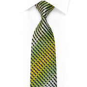 Rogers Dail Rhinestone Silk Necktie Green Striped On Black With Sparkles