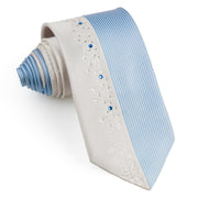 Arrow Silk Rhinestone Tie Vertical Blue Striped On White With Vines Rhinestones - San-Dee