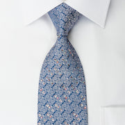 Christian Lacroix Silk Rhinestone Necktie Silver Anthemion On Blue Silk - San-Dee