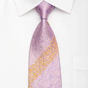 Cuni Homme Men’s Silk Necktie Paisley Medallions On Mauve