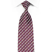 Daks Men’s Crystal Silk Necktie Purple Silver Striped With