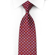 Daks Men’s Crystal Tie Trellis Micro Squares On Burgundy