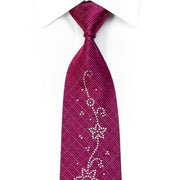 Dandy MIcrofiber Rhinestone Necktie Black Purple Houndstooth With Silver Sparkles - San-Dee