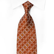 Elegance Rhinestone Necktie Silver Interlocking Circles On Brown With Silver Sparkles - San-Dee