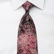 Grand Jour Mens Crystal Necktie Burgundy Floral On Black