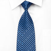 Intercrew Men’s Silk Necktie V-Striped on Blue Sparkling
