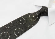 Lancetti Men’s Black Rhinestone Tie Medallions On Black with