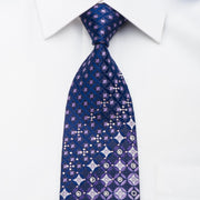 Leslie Vince Men’s Rhinestone Tie Purple Geometric On Blue
