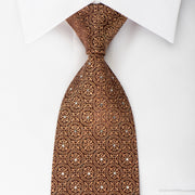 Leslie Vince Rhinestone Silk Necktie Flur de lis Medallions
