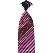 Louis Quatorze Men’s Rhinestone Silk Necktie Striped Floral