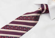 Louis Quatorze Men’s Silk Tie Cream Stripes On Black With