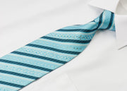 Louis Quatorze Silk Necktie Elegant Blue & White Stripes