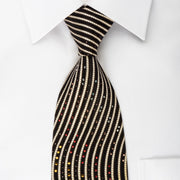 Marie Claire Silk Rhinestone Necktie Orange Waves On Dark