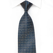 Metro City Men’s Crystal Silk Tie Yellow Geometric On Blue