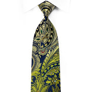 Mila Schon Men’s Crystal Rhinestone Silk Necktie Green