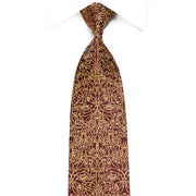 Mila Schon Men’s Crystal Silk Tie Gold Damask On Burgundy