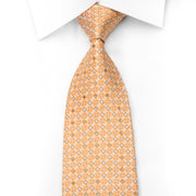 Mila Schon Men’s Rhinestone Silk Necktie Circles On Orange