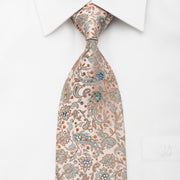 Mila Schon Men’s Silk Necktie Paisley Floral On Gold