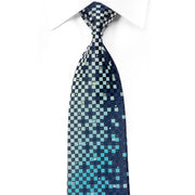 Mila Schon Rhinestone Necktie Teal Purple Checker On Navy