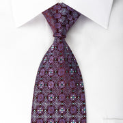 Mila Schon Silk Rhinestone Necktie Cartouche On Burgundy