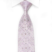 Nicole St Giles Men’s Crystal Silk Tie Damask On Pale Violet