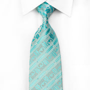 Nina Ricci Men’s Crystal Rhinestone Tie White Silver Striped