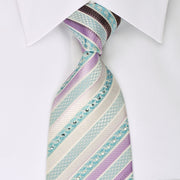 Nina Ricci Silk Necktie Turquoise Purple Striped With