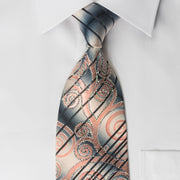 Paco Rabanne Mens Silk Rhinestone Necktie Pink Scrolls On