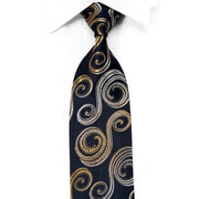 Paco Rabanne Rhinestone Silk Tie Gold Silver Scrolls On