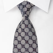 Park Land Silk Rhinestone Necktie Silver Marrakesh On Navy