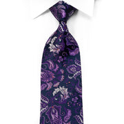 Parkland Rhinestone Silk Necktie Purple Anthemion On Navy